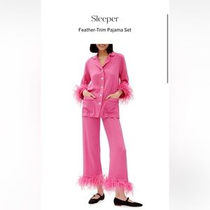 Sleeper Feather Trim Pajama Set in Pink in XS. (Worn once)
